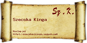 Szecska Kinga névjegykártya